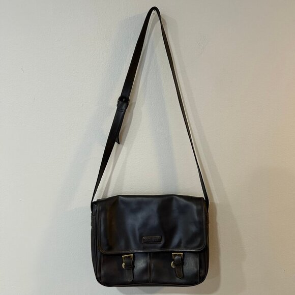 Rosetti Brown Faux Leather Vinyl Satchel Bag Purse Adjustable Strap - Picture 1 of 9